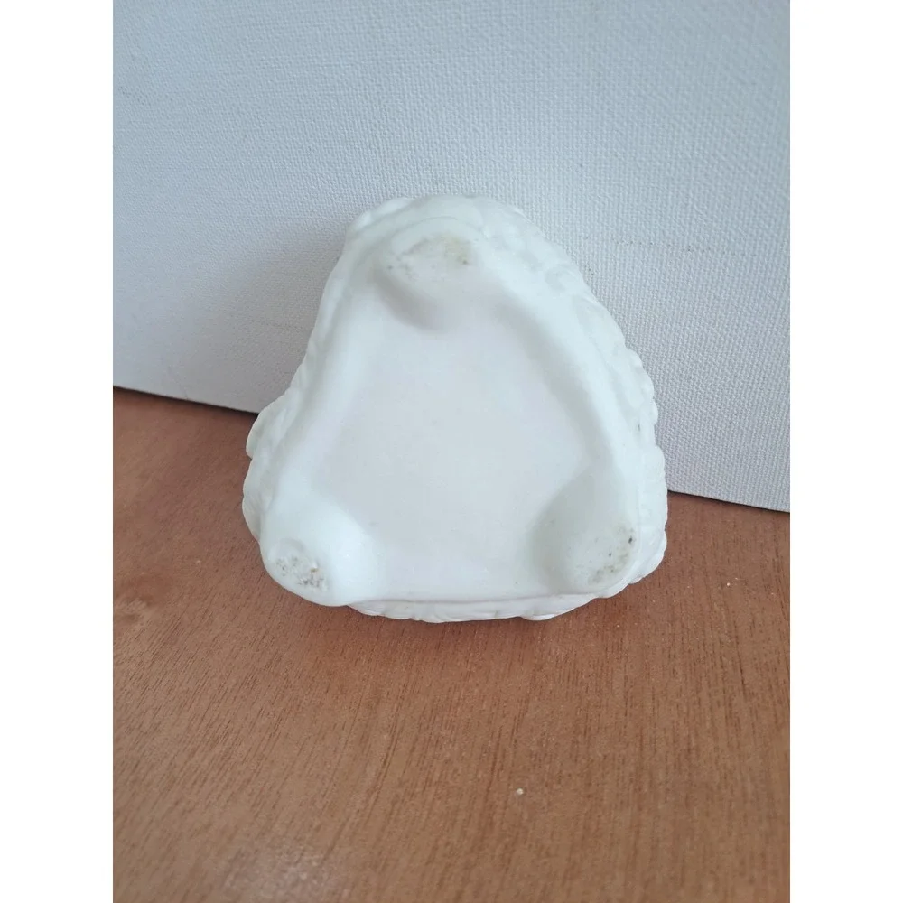 Vtg Ivory / White Porcelain Bisque Capodimonte Rose Trinket Box Set